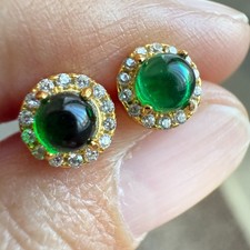 925 Sterling Silver Earrings 4mm Natural Emerald Gemstone Zircon Women Bridal