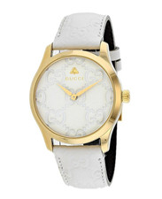 Gucci G-Timeless SWISS Quartz Cream Dial Leather Strap Men's Watch YA1264033A