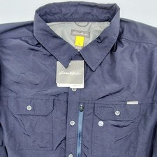 Eddie Bauer Travex Exploration Men's XXL Shirt Roll-Up Sleeves Blue NEW 