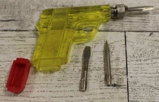 Vintage KS Pistol Gun Screwdriver Set - 3 pc Multi Tool - Yellow - Used