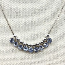 Necklace Vintage Silver Tone Purple Rhinestone Slider Delicate Shimmer Y2K