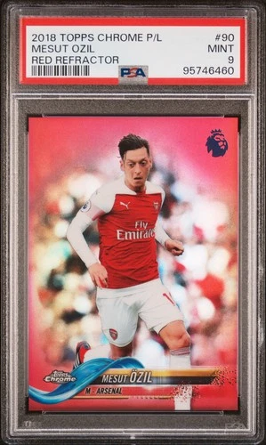 2018 TOPPS CHROME PREMIER LEAGUE RED REFRACTOR #90 MESUT OZIL 6/10 PSA 9
