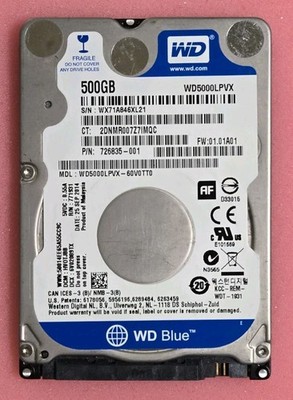 WESTERN DIGITAL 500GB 5400 RPM 2.5'' HARD DISK DRIVE WD 5000LPVX BLUE
