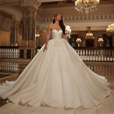  Luxury Bridal Gown Ball gown Wedding Dress Lace Sleeveless Plus Size Long Bride