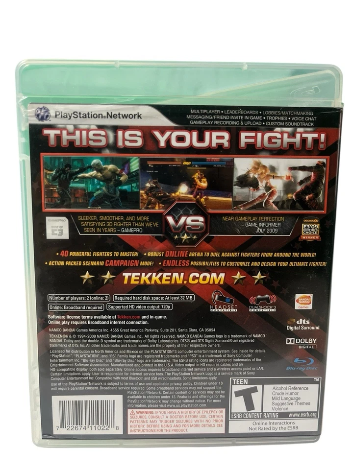 Juego Tekken 6 PS3 Sony PlayStation 3 Completo CIB Sin Probar Bandai Namco Fighter Foto 4 de 4