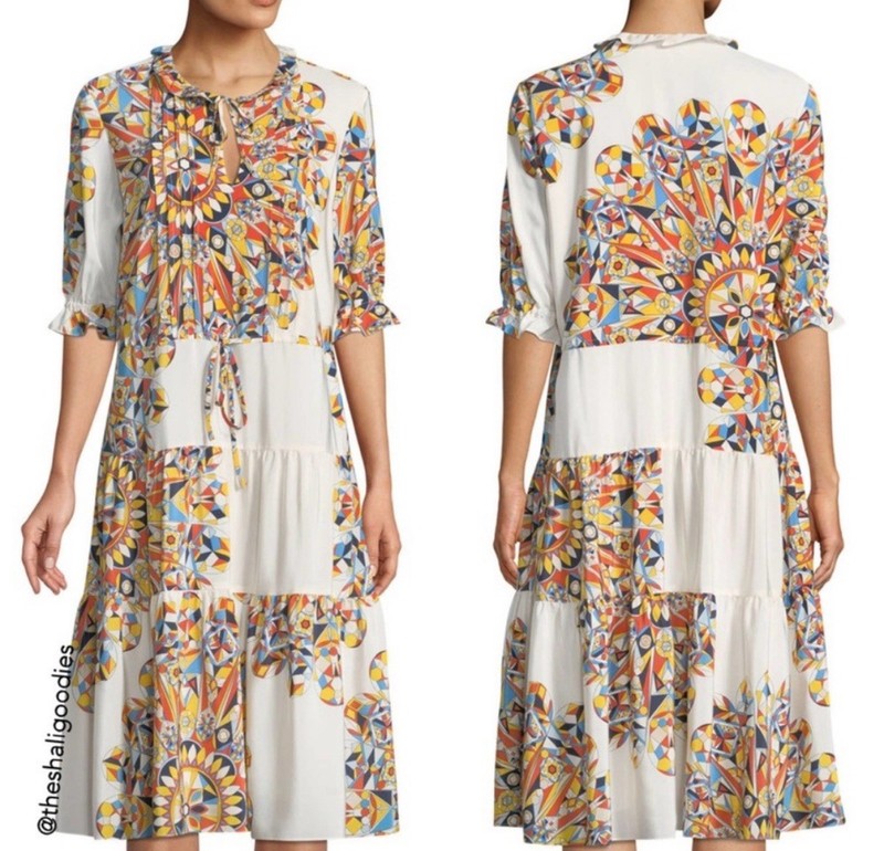 Tory Burch Arabella Silk Dress XS Tangerine Peasant Boho
