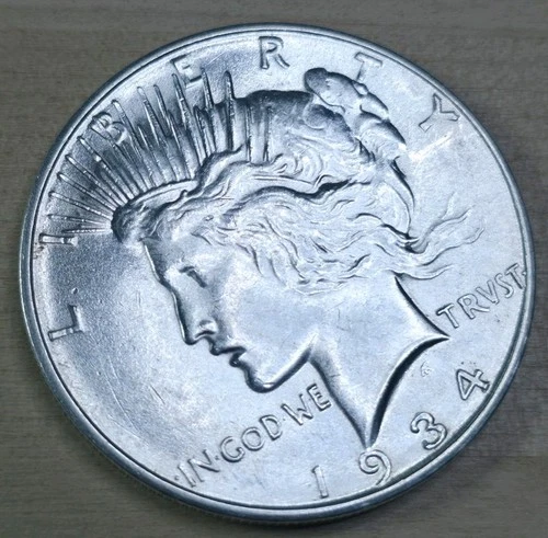 GEM BU+ 1934 D PEACE Dollar Silver Sharply Struck. Strong Luster