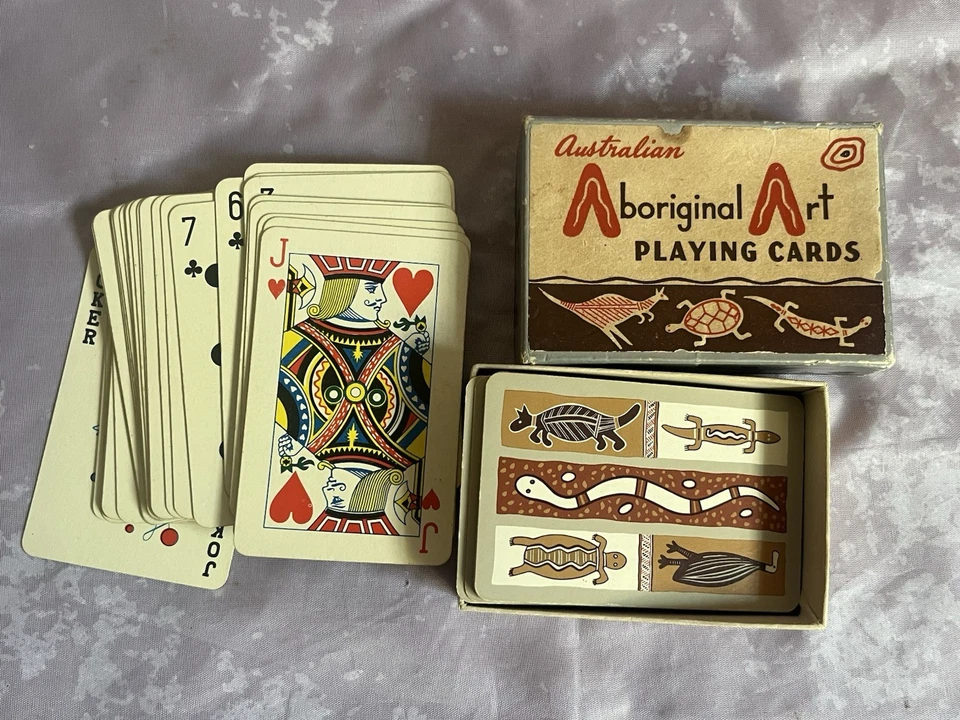 Rare Jeu Australian Aboriginal Art Playing Cards Hudson Industries Circa 1950 - Photo 1/4