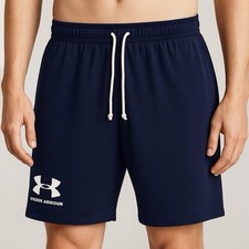 Under Armour UA Rival Terry 6 Shorts Small Men s Navy Blue Loose Fit
