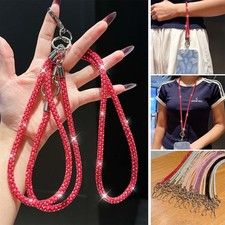 3-in-1 Bling Diamond Woven Adjustable Crossbody Phone Lanyard Wrist Strap Band