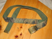 *mens 44" belt reversible green on one side camo brass looking buckle USA made