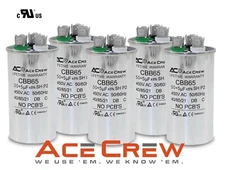 Lot of 5 Dual Run Capacitor 50/5 MFD 450VAC for HVAC system - AceCrew CBB65 -