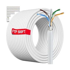 Cat 6 Outdoor Ethernet Cable 500ft, Cat 6 STP Shielded Ethernet Cable Bulk, 2...