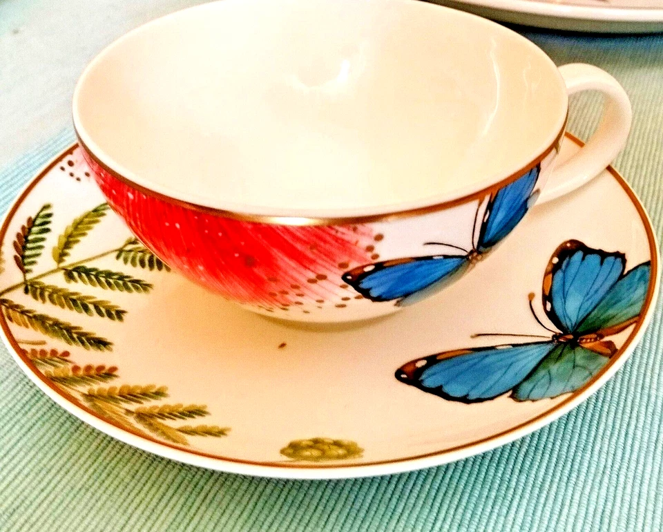 Amazonia Anmut V&B Porzellan Teetasse , Weiß mit Muster , 11,5 x 5,5 cm