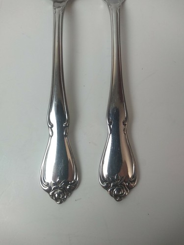 1881 Rogers Oneida Stainless Arbor Rose True Rose Master Butter Knife & Spoon - Bild 3 von 4
