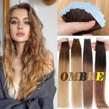 Thick 80PCS 200G 100% Tape In Real Remy Human Hair Extension Full Head Skin Weft