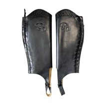 Der Dau Black Italian Alligator Leather Half Chaps Riding Equestrian Narrow