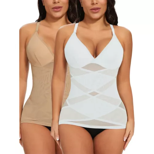 Prendas moldeadoras con cuello en V y sujetador incorporado control de abdomen adelgazante entrenador de cintura EE. UU. para mujeres - Imagen 23 de 25