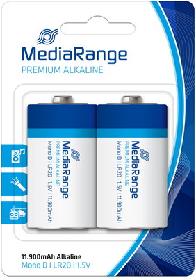 2 Mediarange Premium D / Mono Alkaline Batterien im 2er Blister