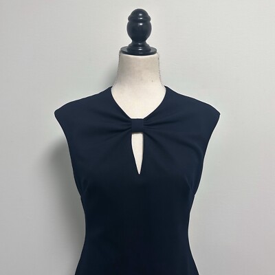 Ted Baker London Navy Blue Sleeveless Kezzia Keyhole Midi Sheath Dress 2 US  6 | eBay