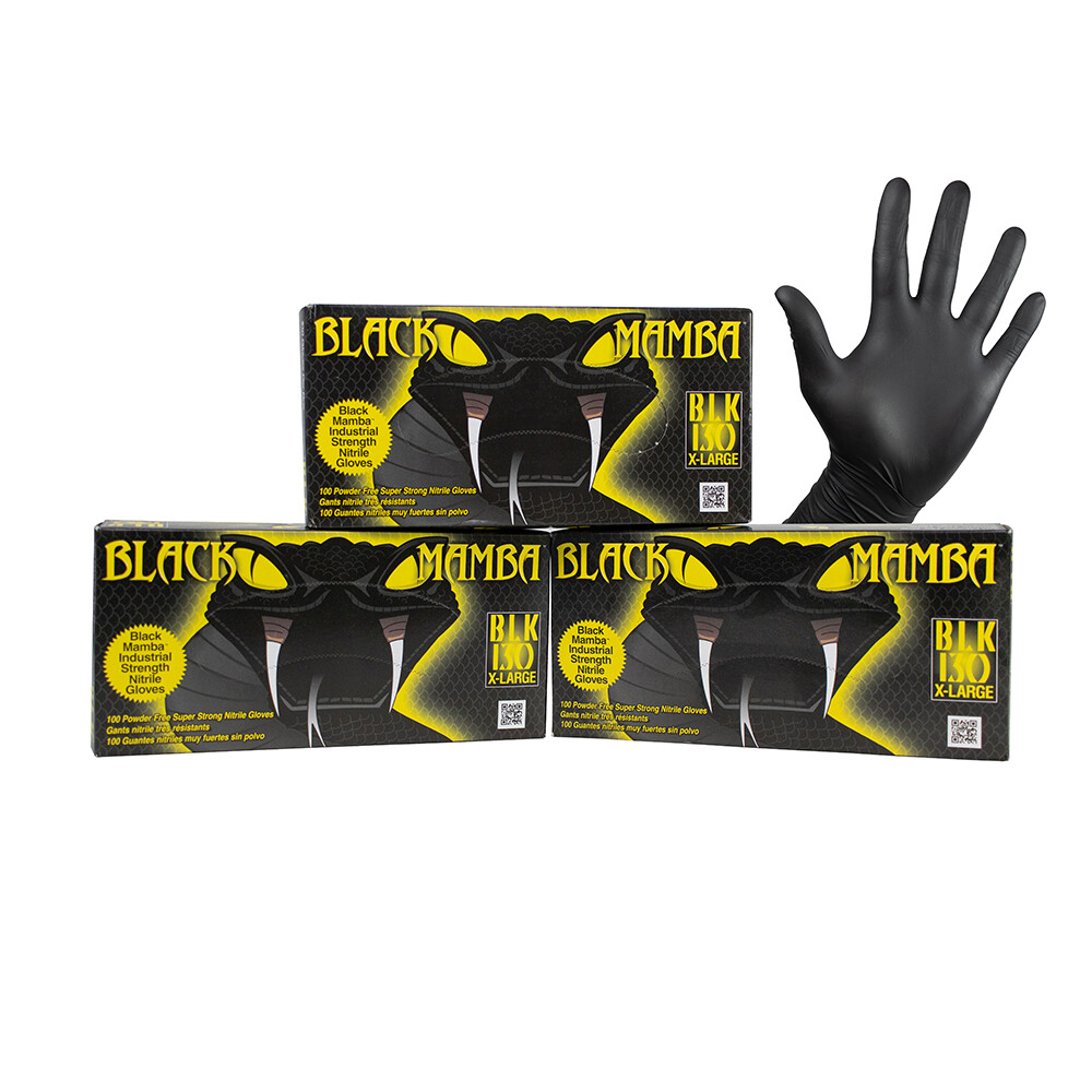 Produktbild von Black Mamba Nitril Handschuhe XXL – 100er Pack Schwarze Einmalhandschuhe, Robust Und Sicher