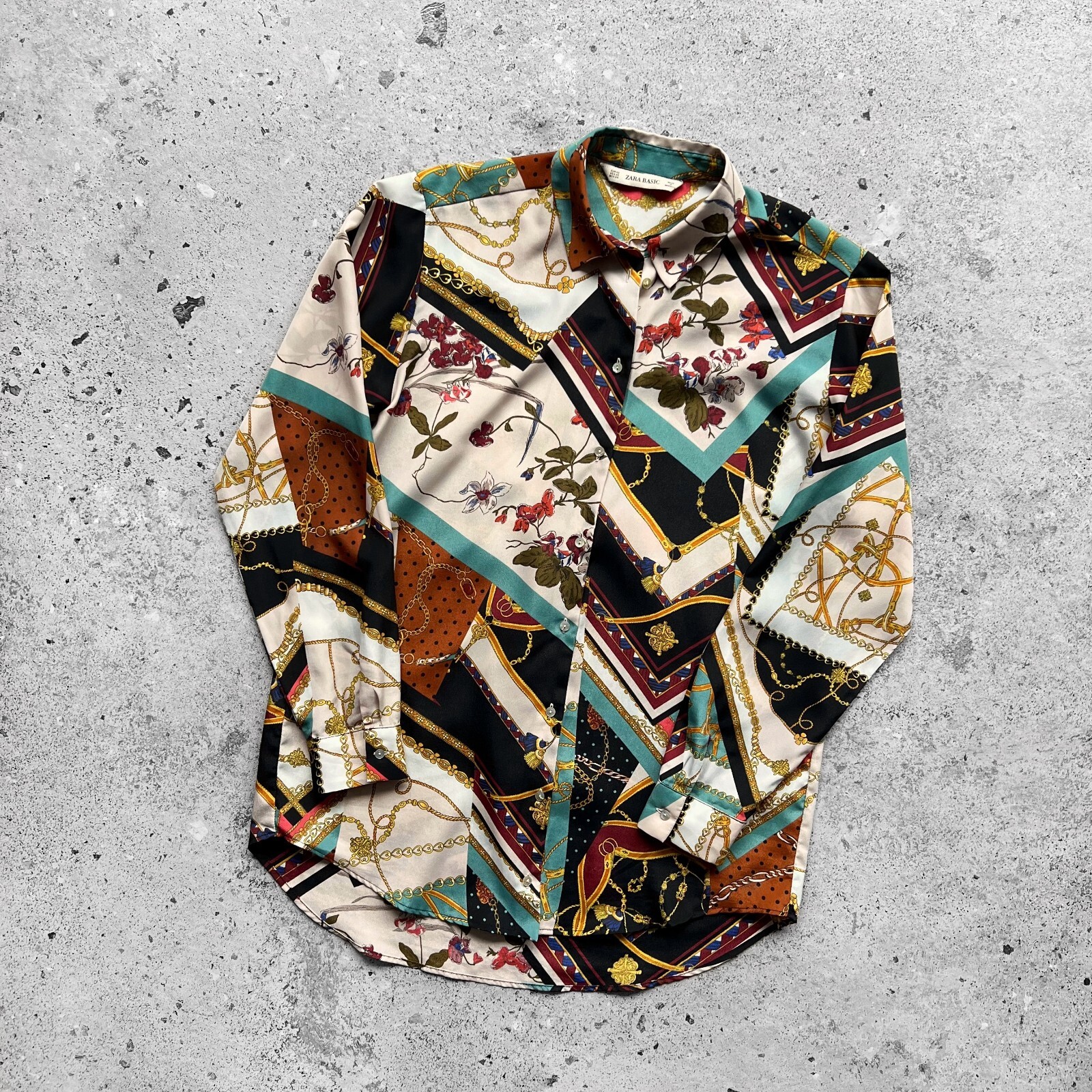 Zara Basic Chain Patchwork Print Scarf Flowing Bl… - image 5