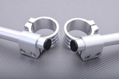 Silver Pair High Rise Clip-on Handlebars 35mm YAMAHA XS-400 J/K Maxim 1982-1983 - Picture 3 of 10