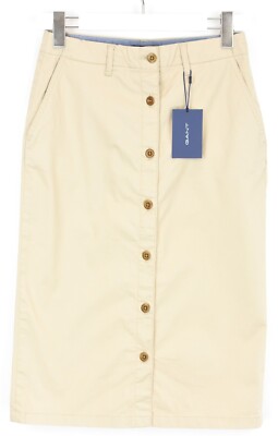 GANT HW Chino Rock Damen UK 8 Midi Knopf vorne Schlitz hinten