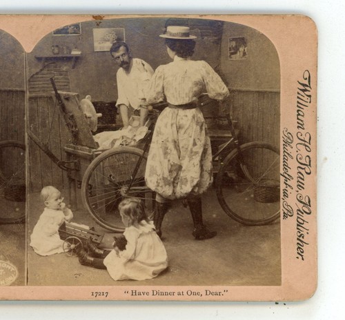 Have Dinner at One Dear Bicycle Griffith Genre Stereoview