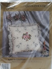 Something Special Roses on Lace Pillow Cover Candlewicking Kit 80198 NIP 14"x14"