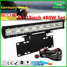 8D 23inch 480W Led Work Light Bar Car Off road 4x4 12V Wiring Kit License Plate