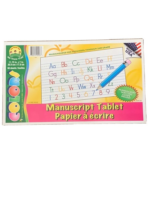 Manuscript Writing Tablet Handwriting Practice Lined Paper 60 Sheets of ...