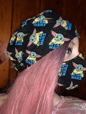 Star Wars Baby Yoda Mandalorian Surgery Scrub Cap Facemask Nurse Hat Bouffant