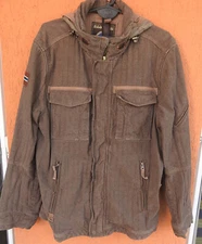 Napapijri Geographic Jacket Mens Medium Coat Lined Herringbone Brown (EU Large)