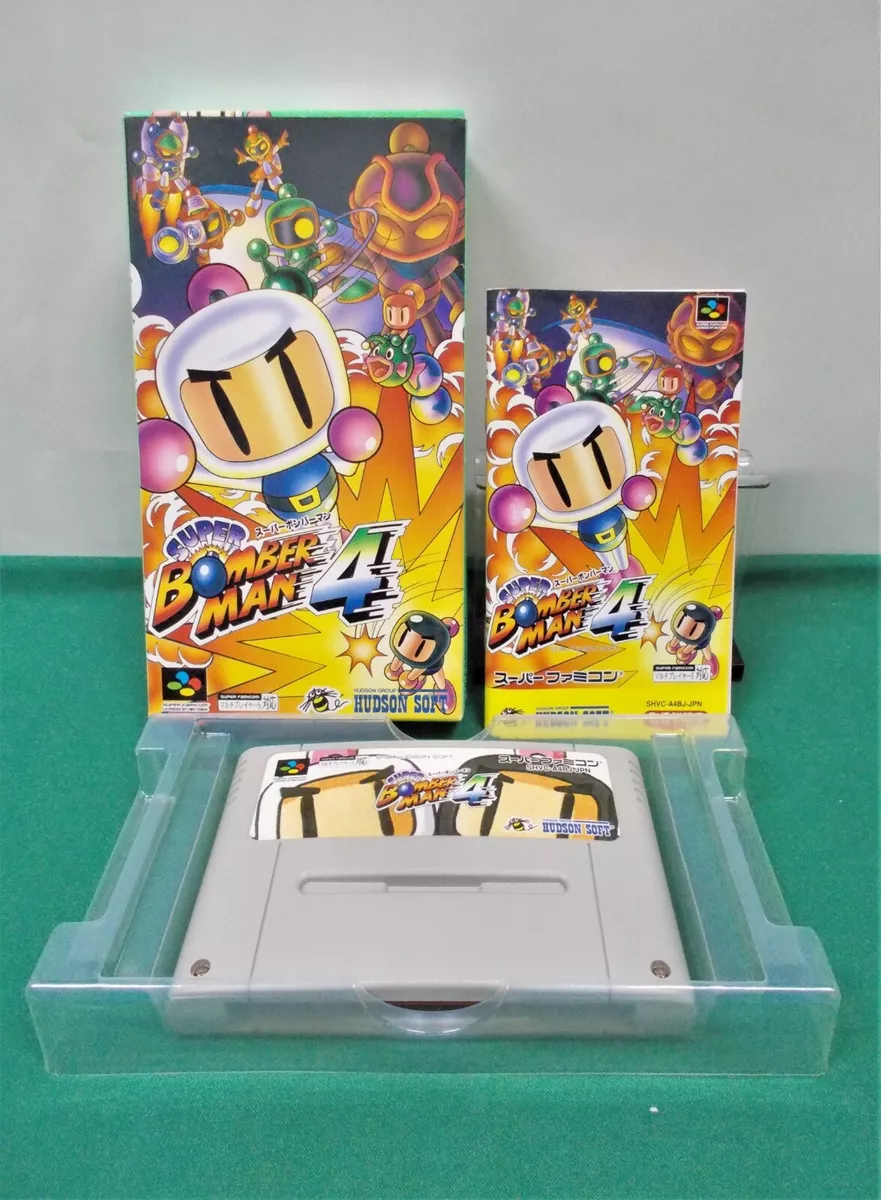 SNES -- SUPER BOMBERMAN 4 -- Boxed. Super famicom. Japan game. work fully.  16032