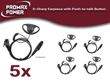 5x D-Shape Earpiece w/ PTT for Motorola Two-Way Radios EX500 EX600 GP388 PRO7150