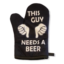 This Guy Needs A Beer Oven Mitt Funny Backyard BBQ Drinking Kitchen Glove