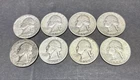 Washington Silver Quarters 90% Silver Lot Of 8 CONSTITUTIONAL SILVER COINS