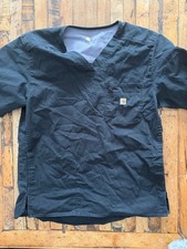 Men's Carhartt Ripstop Utility Black Short Sleeve V-Neck Scrub Top M