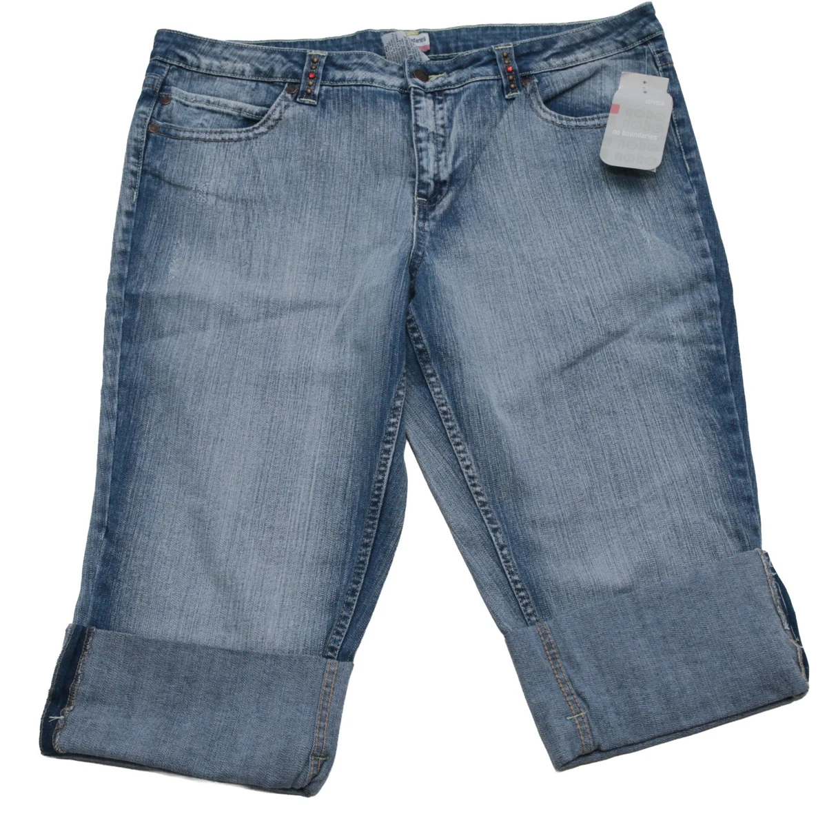 Jean Capri Délavé Foncé No Boundaries - Taille 11 Juniors - Très Bon état D'occasion