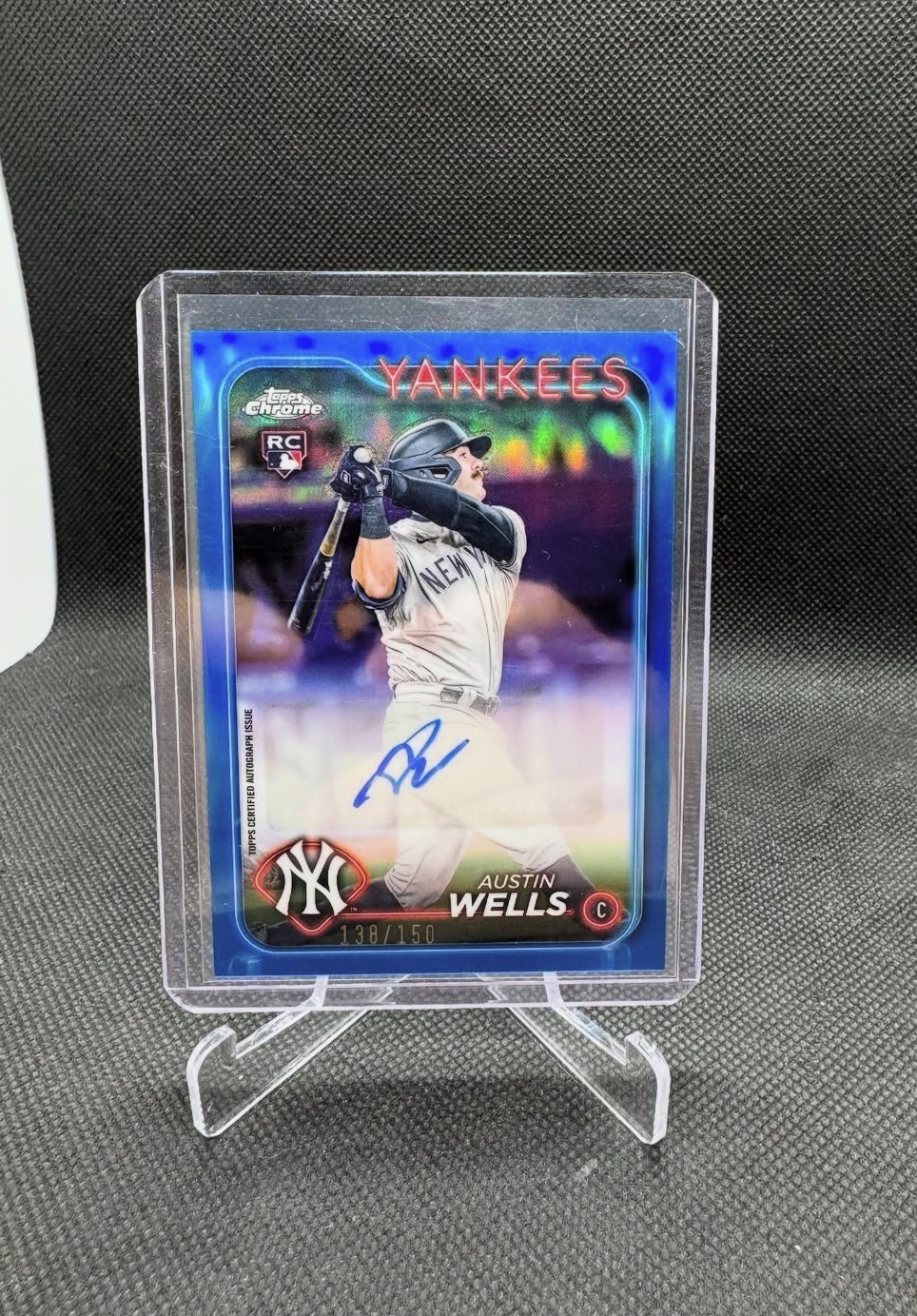2024 Topps Chrome Update Series - Auto Blue Refractor Austin Wells /150 (AU, RC)