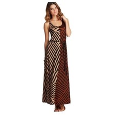 Ann Taylor Loft Womens Multicolor Printed Racerback Maxi Dress Tie Belt Size S