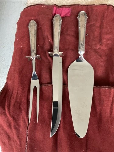 ENCHANTRESS International Sterling Silver CARVING SET & Cake Server, fork, knife
