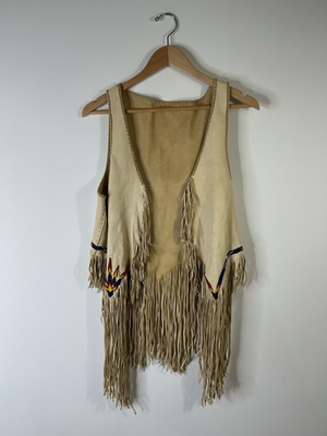 #ad Vintage Vest Women’s Brown leather Handmade Deer Hide Western Cowgirl $194.99