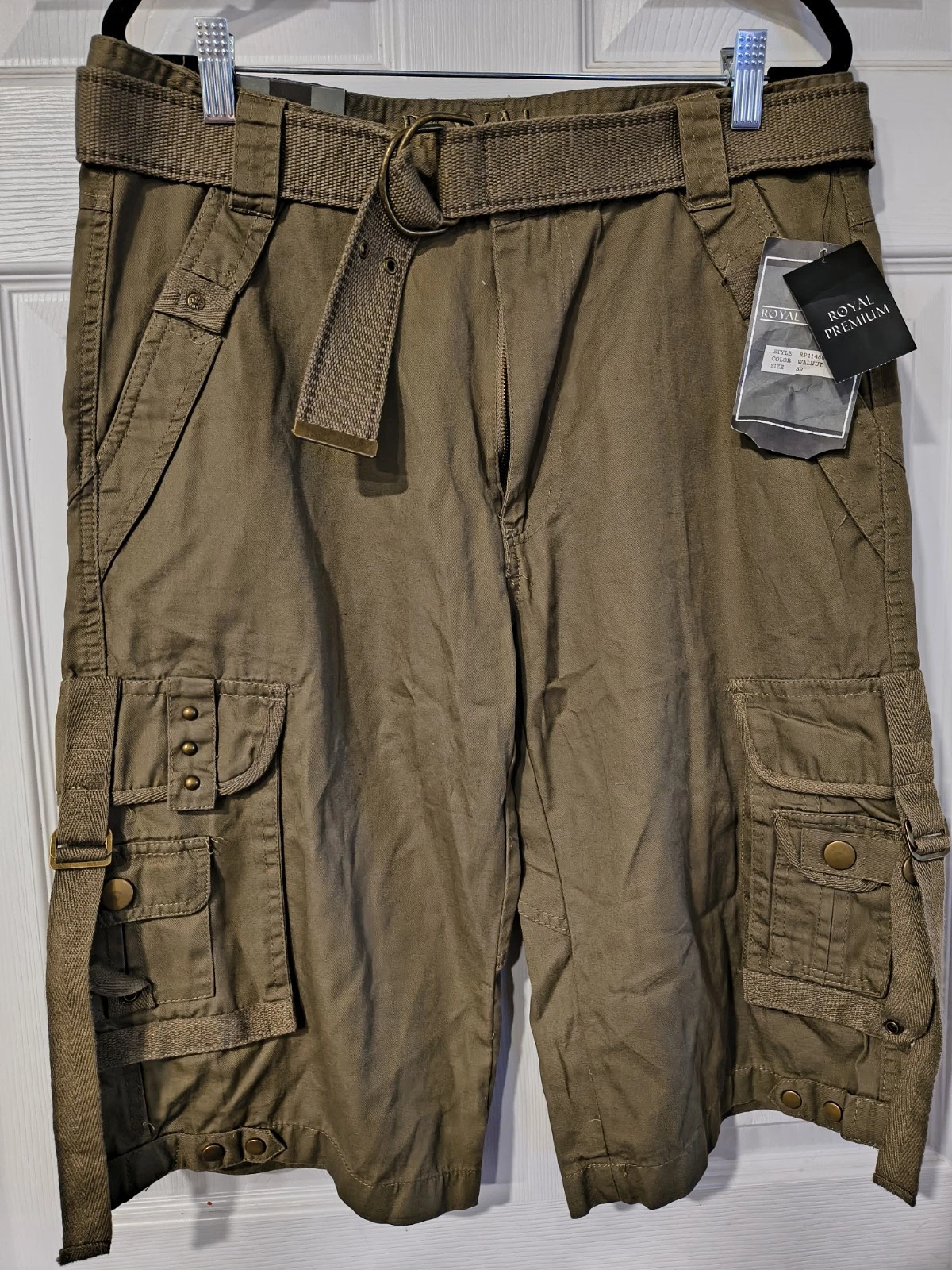 Royal Premium Sz 32 Walnut Cargo Shorts With Belt