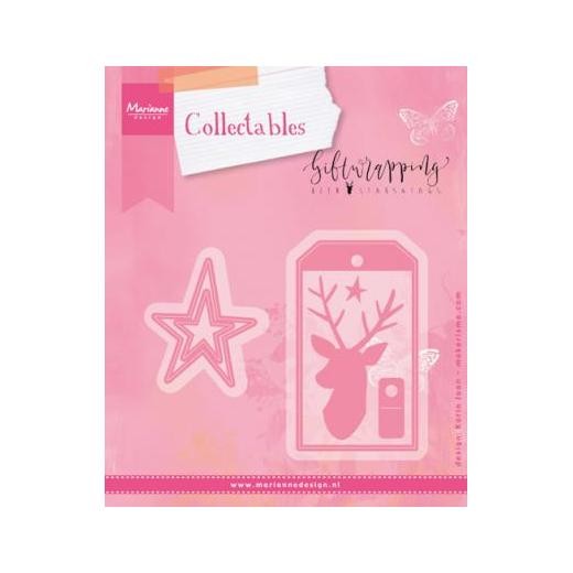 Marianne Design Collectables Cutting Dies - Karin's Deer, Stars & Tag COL1442