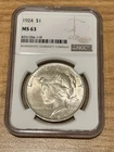 1924 SILVER PEACE DOLLAR - NGC MS63