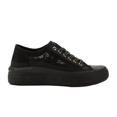 Lee Cooper Damen Sneaker Plattformsohle Plattformschuhe Spitze Freizeit Schwarz