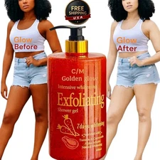 Golden Glow Intensive Shower Gel Skin Whitening Gentle Exfoliant, 1L [USA Stock]