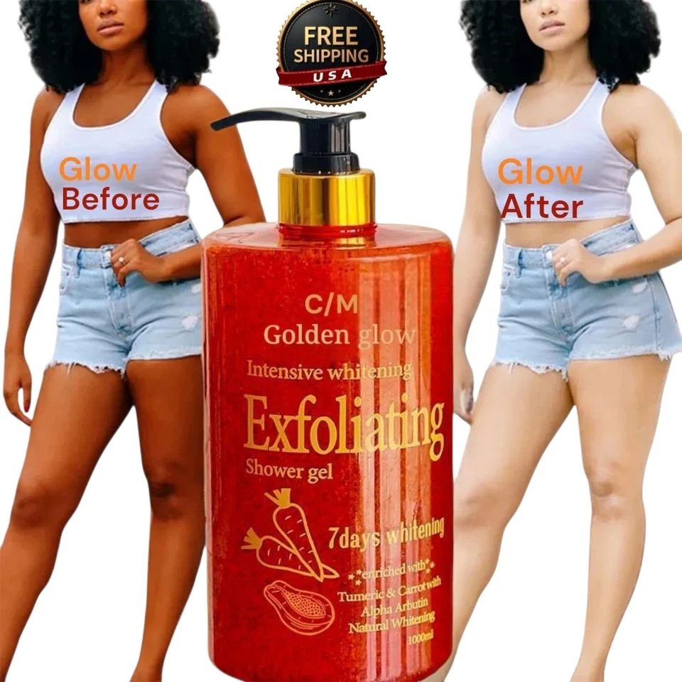 Golden Glow Intensive Whitening Shower Gel Skin Soft Exfoliant 1000ml [USA Stock - Image 2 of 4